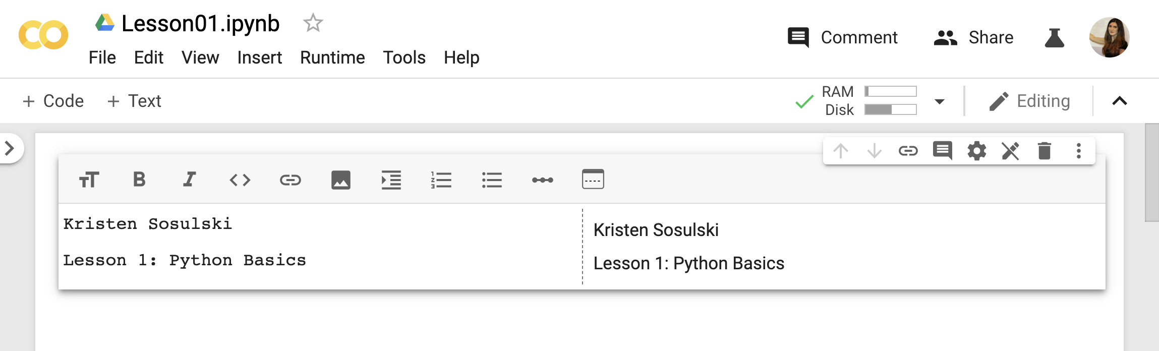 Adding a text cell to a python notebook