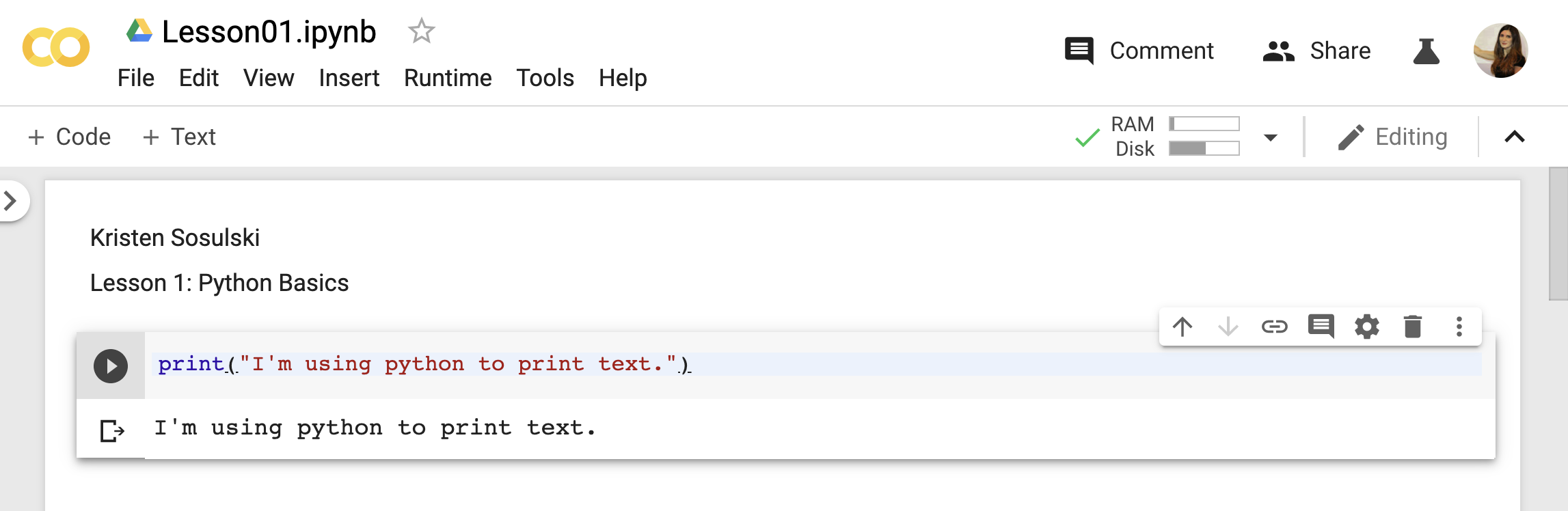 Running code chunks