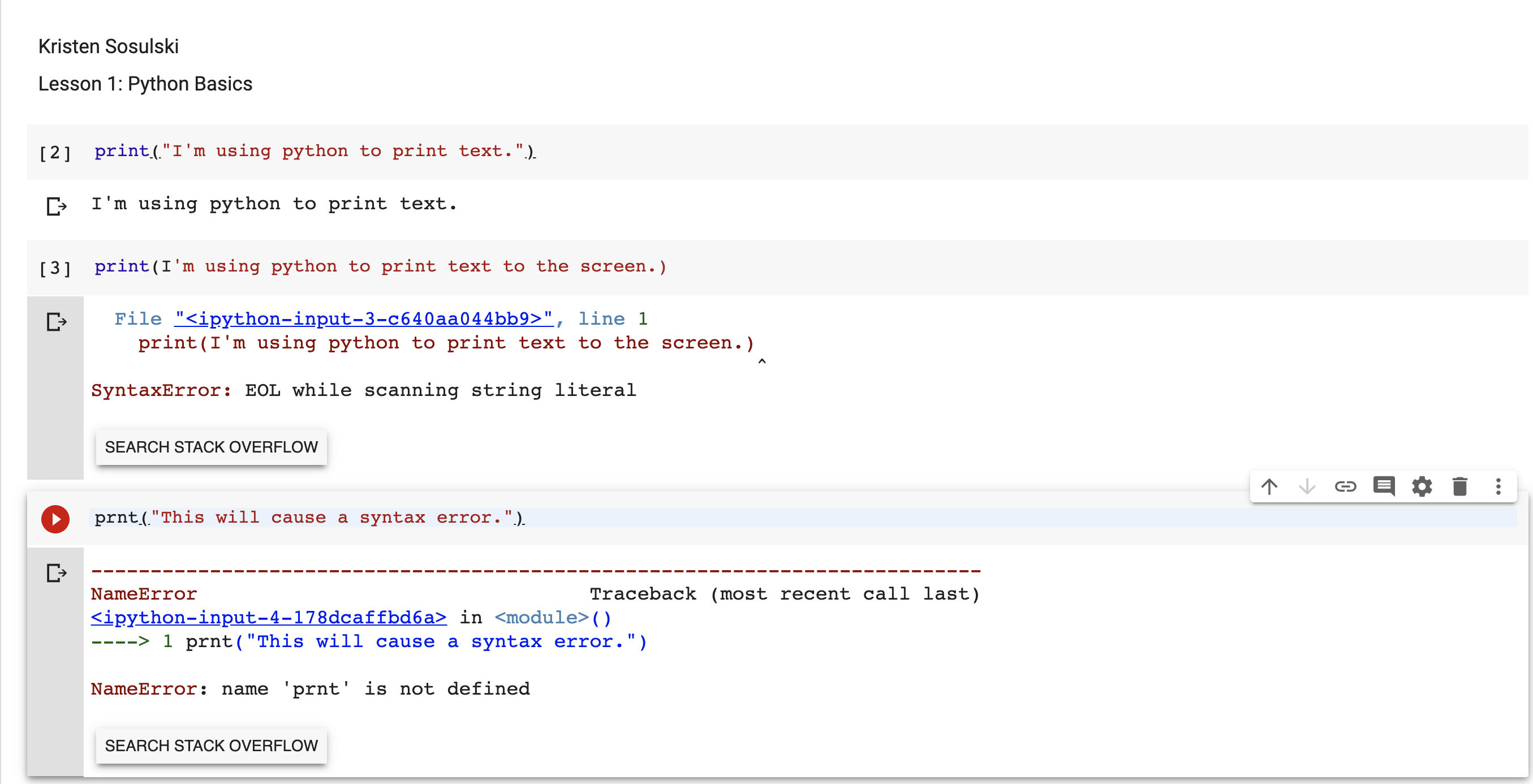 Running code chunks