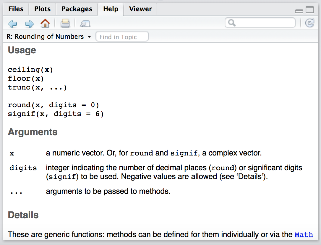 The Help Window in RStudio