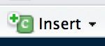 The Insert control for adding an R code chunk.