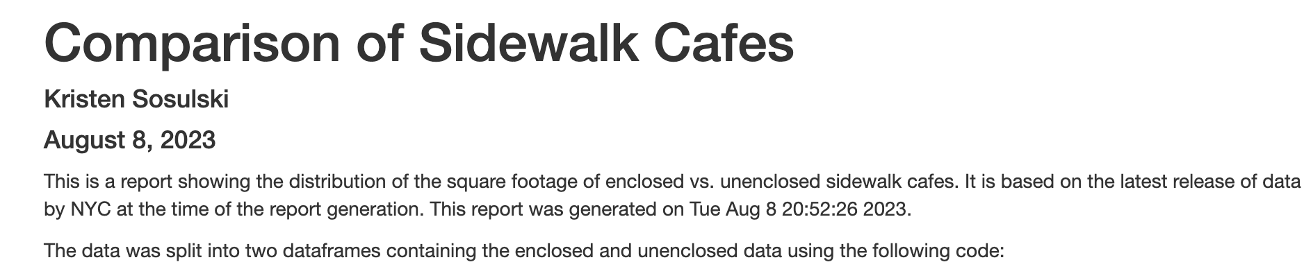 The HTML output of the R markdown file.